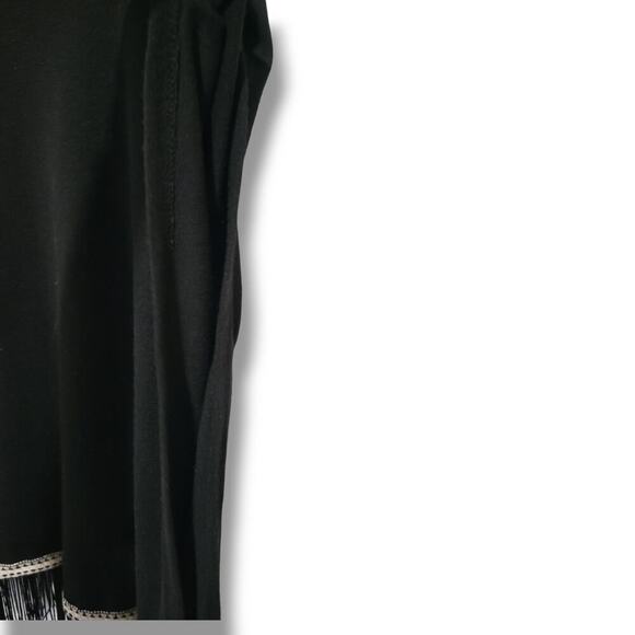 Francesca's Collection Mi Ami women's black fringe poncho blouse - small - Picture 3 of 8